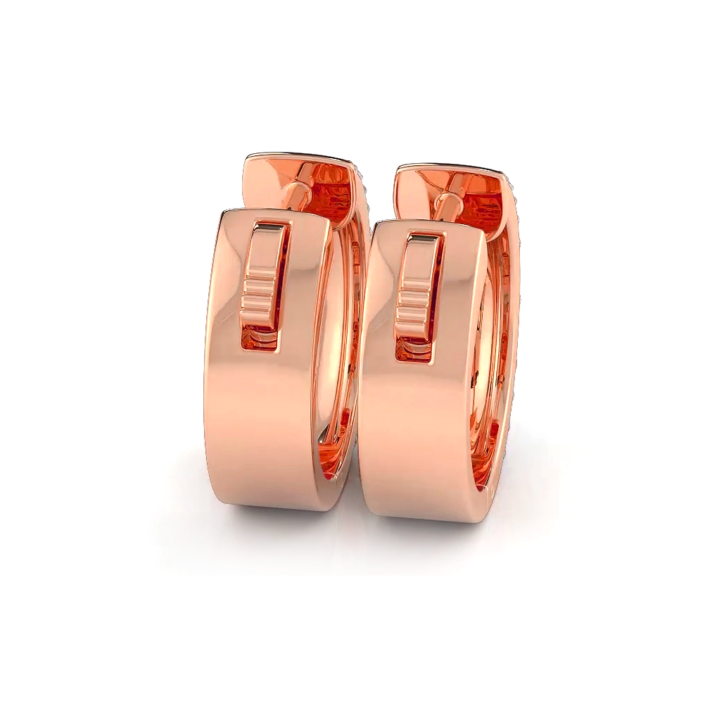 Three Row Round and Baguette Diamond Hoop Earrings Huggie Style - 18K White Gold - E-F Color VS1-VS2 Clarity