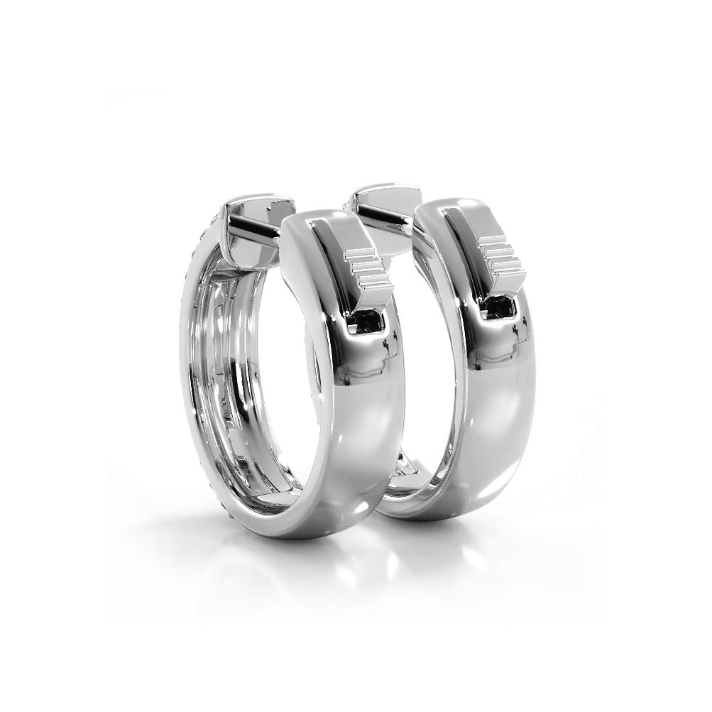0.70 ctw. Three Row Huggie Diamond Hoop Earrings - 14K White Gold - F-G Color VS1-VS2 Clarity