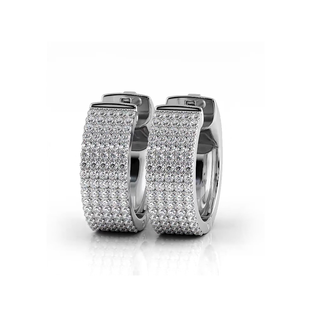 Five Row 1.0 ctw. Round Brilliant Diamond Hoop Earrings Huggie Style