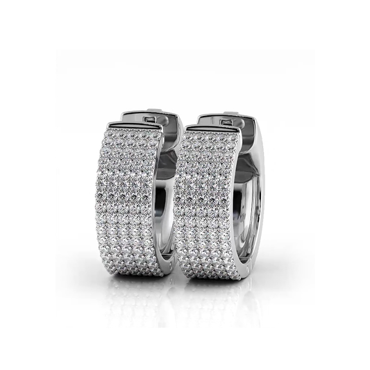 Five Row 1.0 ctw. Round Brilliant Diamond Hoop Earrings Huggie Style