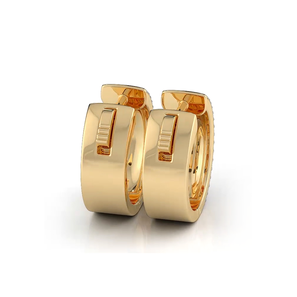 Five Row 1.0 ctw. Round Brilliant Diamond Hoop Earrings Huggie Style - 14K Yellow Gold - G-H Color SI1-SI2 Clarity