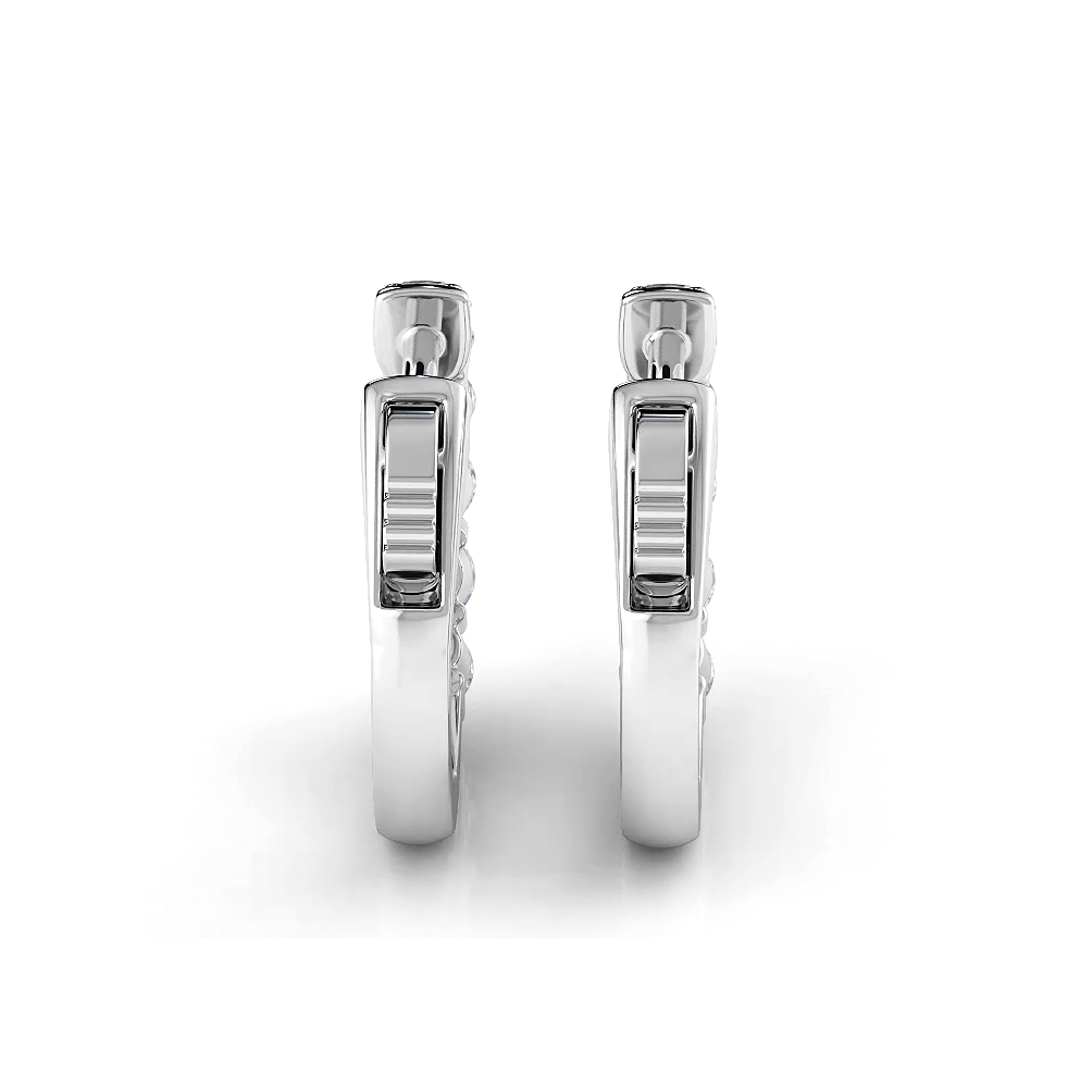 1.0 ctw. Common Prong Huggie Hoop Earrings - 14K White Gold - F-G Color VS1-VS2 Clarity