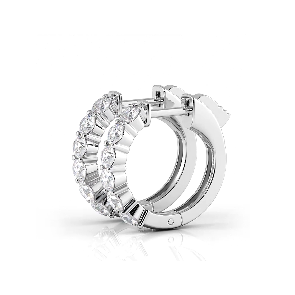 1.0 ctw. Common Prong Huggie Hoop Earrings - 14K White Gold - H-I Color I1-I2 Clarity