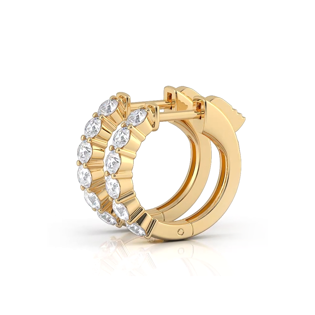 1.0 ctw. Common Prong Huggie Hoop Earrings - 14K Yellow Gold - H-I Color I1-I2 Clarity