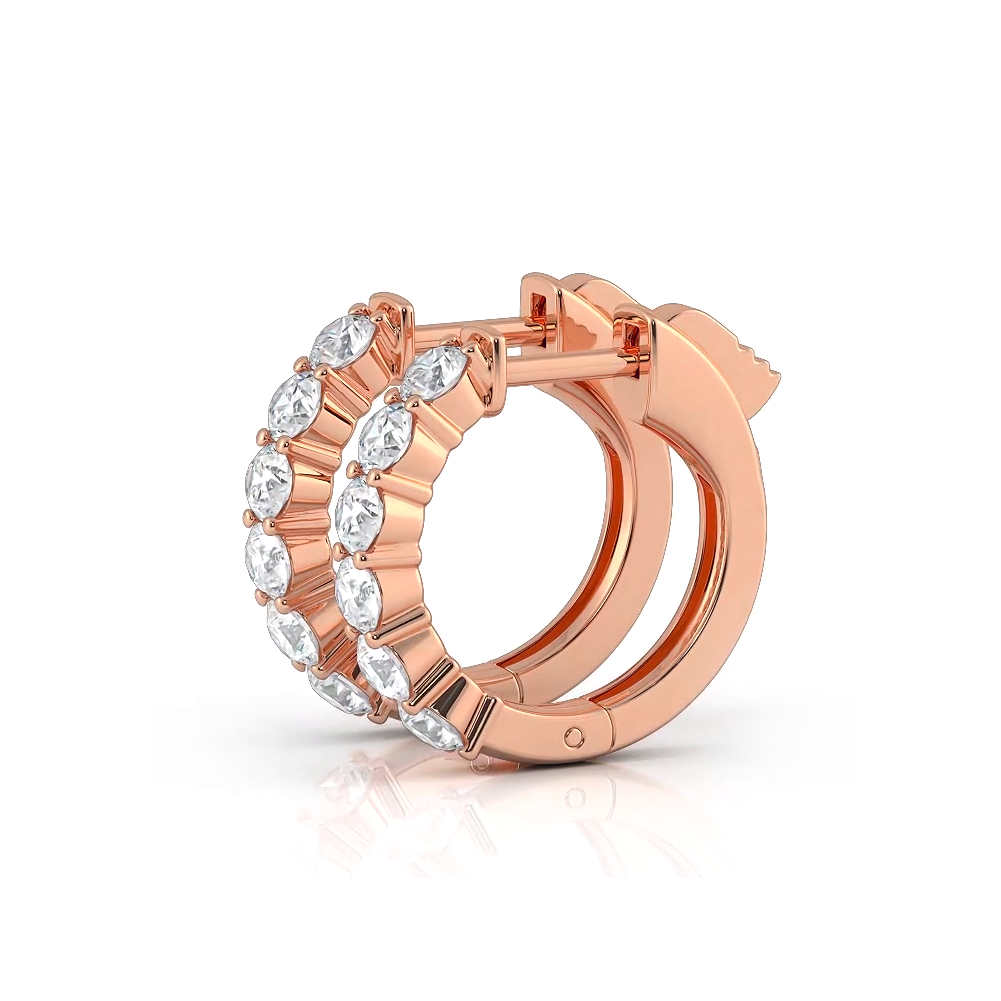 1.0 ctw. Common Prong Huggie Hoop Earrings - 14K Rose Gold - E-F Color VS1-VS2 Clarity