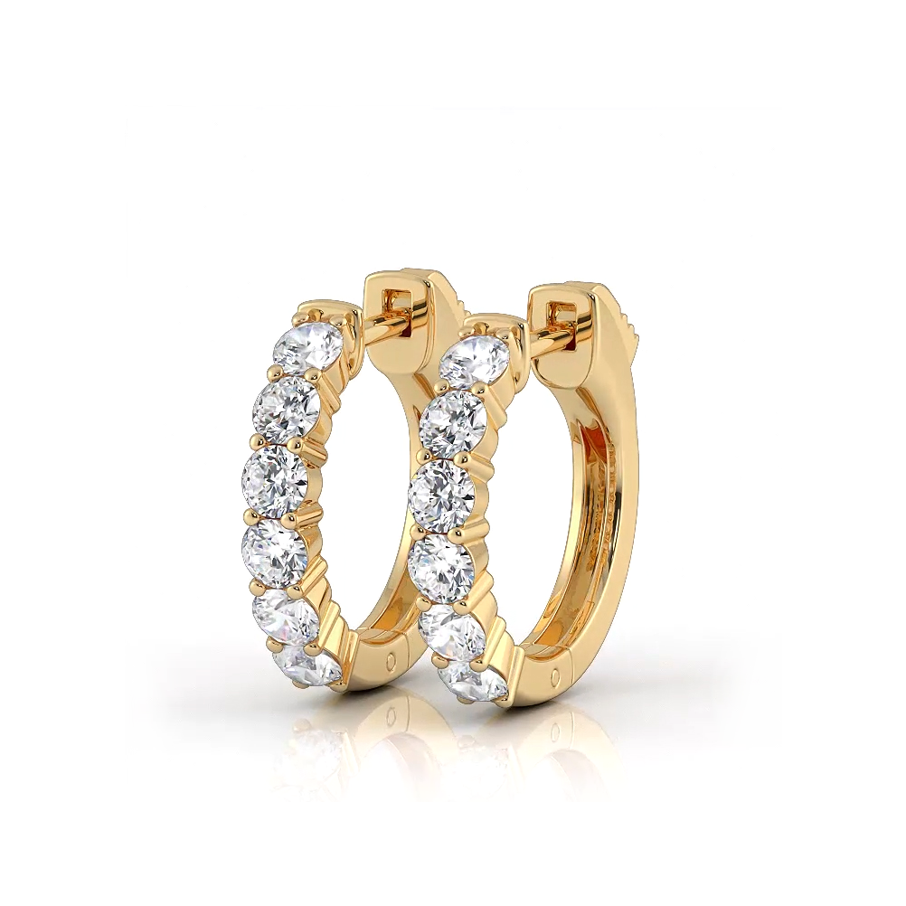 1.0 ctw. Common Prong Huggie Hoop Earrings - 14K Yellow Gold - E-F Color VS1-VS2 Clarity