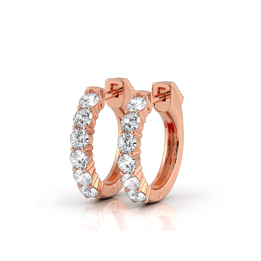 1.0 ctw. Common Prong Huggie Hoop Earrings - 14K Yellow Gold - F-G Color VS1-VS2 Clarity