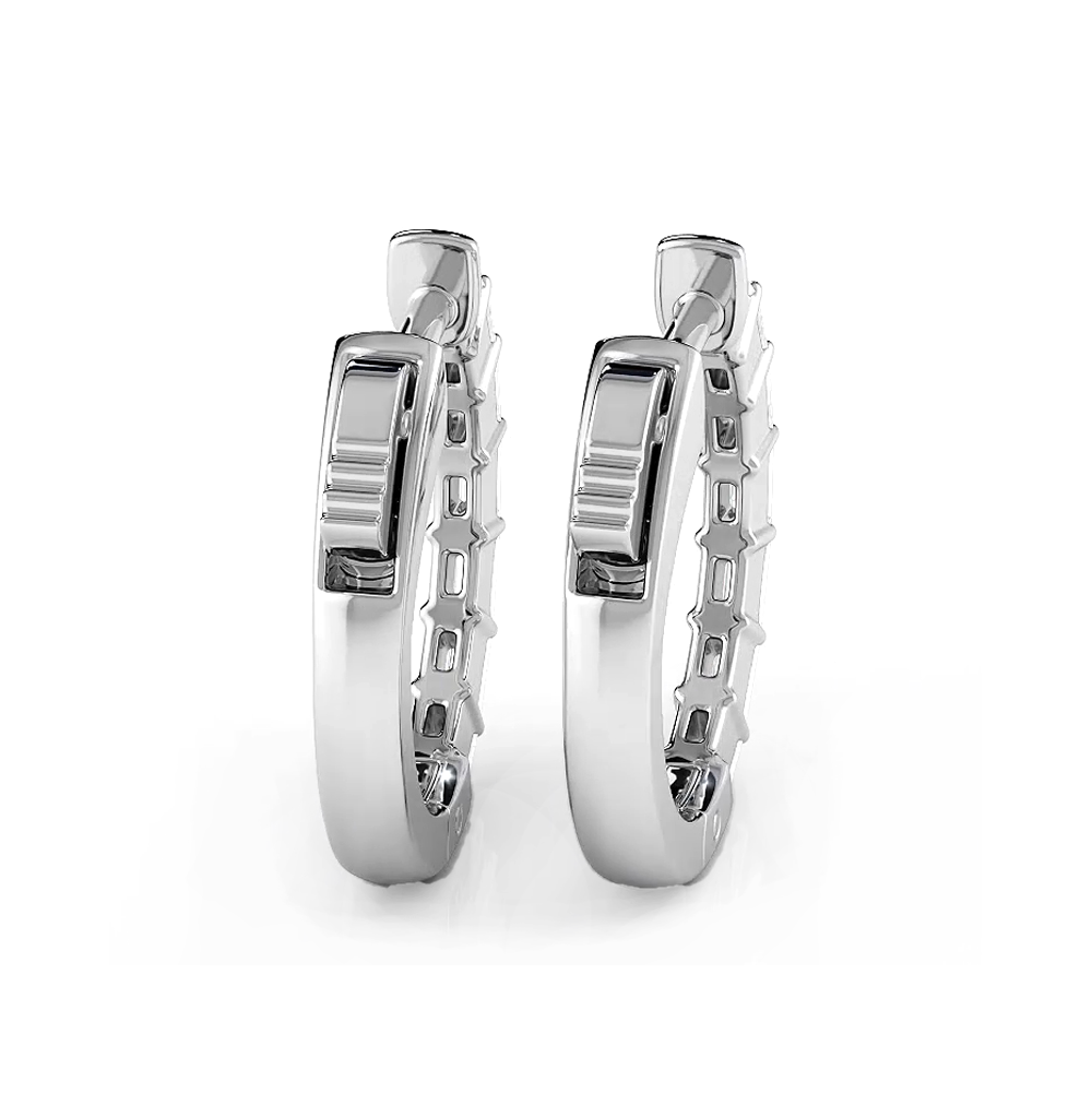 0.50 ctw. Baguette Diamond Hoop Earrings Huggie Style - 14K Yellow Gold - E-F Color VS1-VS2 Clarity