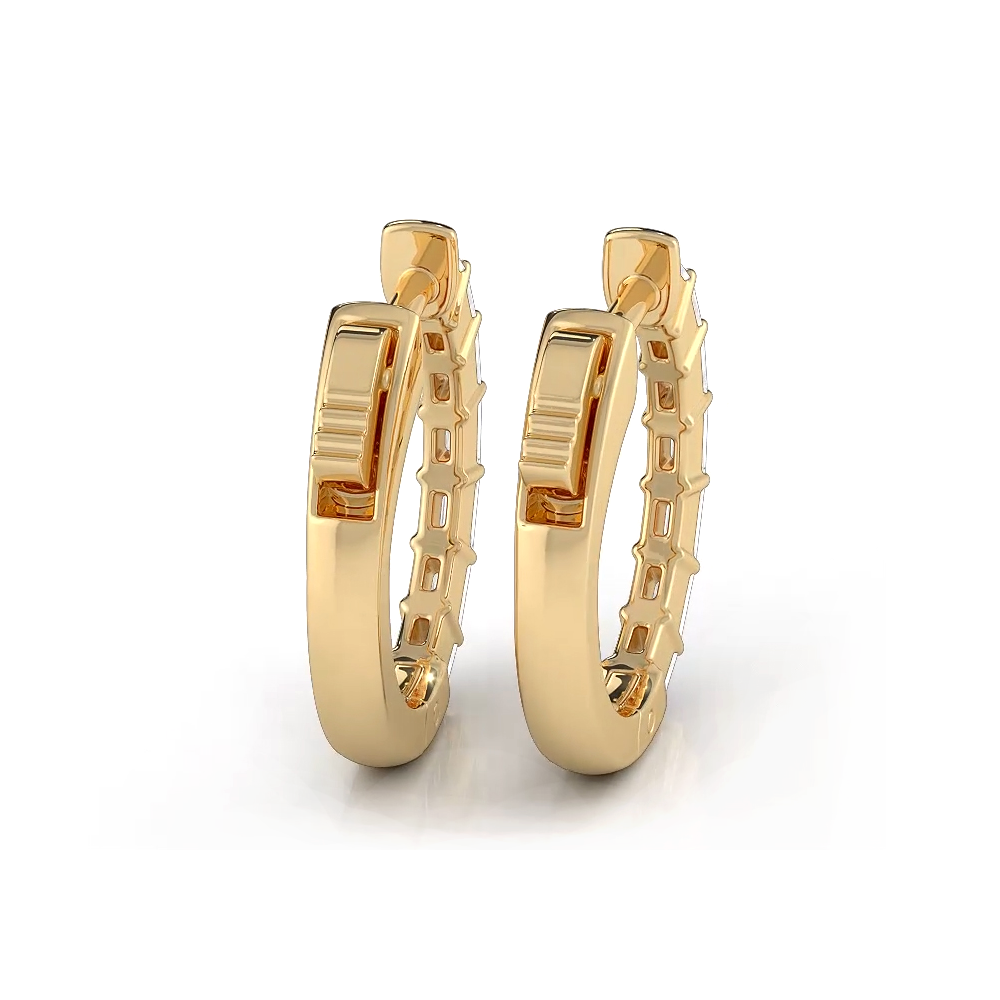0.50 ctw. Baguette Diamond Hoop Earrings Huggie Style - 14K Rose Gold - E-F Color VS1-VS2 Clarity