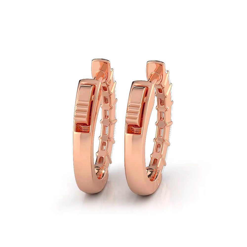 0.50 ctw. Baguette Diamond Hoop Earrings Huggie Style - 18K White Gold - E-F Color VS1-VS2 Clarity