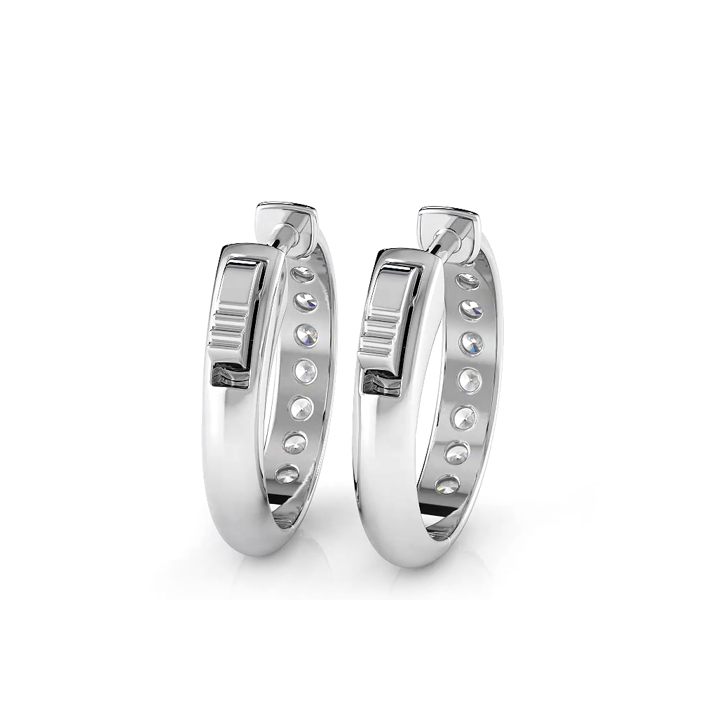 0.50 ctw. Round Brilliant Cut Huggie Hoop earrings - 14K White Gold - G-H Color SI1-SI2 Clarity