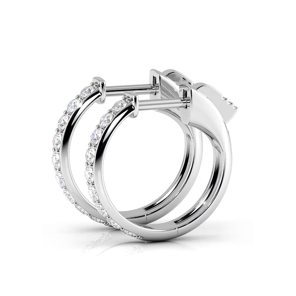 0.50 ctw. Round Brilliant Cut Huggie Hoop earrings - 14K White Gold - H-I Color I1-I2 Clarity