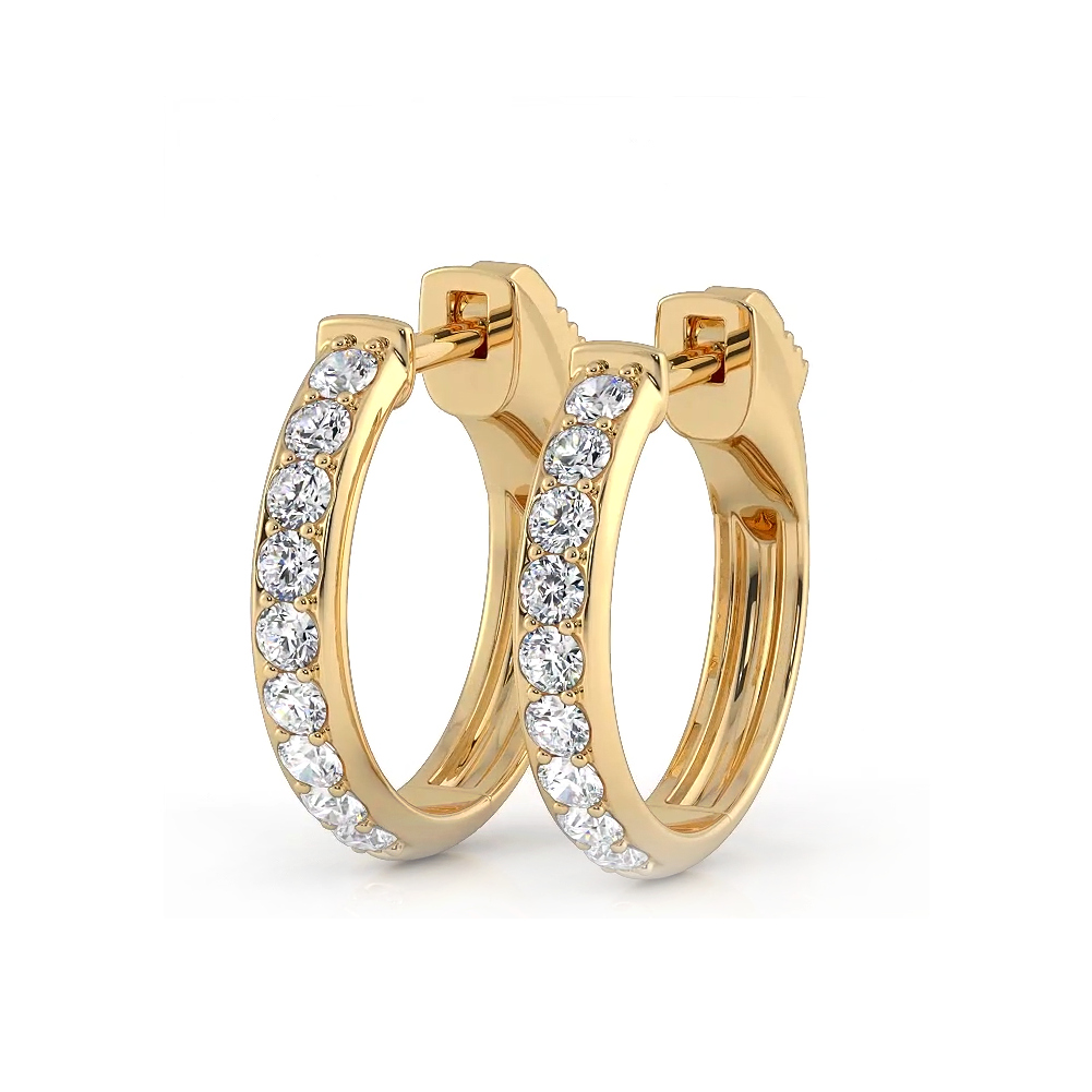 0.50 ctw. Round Brilliant Cut Huggie Hoop earrings - 14K Yellow Gold - E-F Color VS1-VS2 Clarity