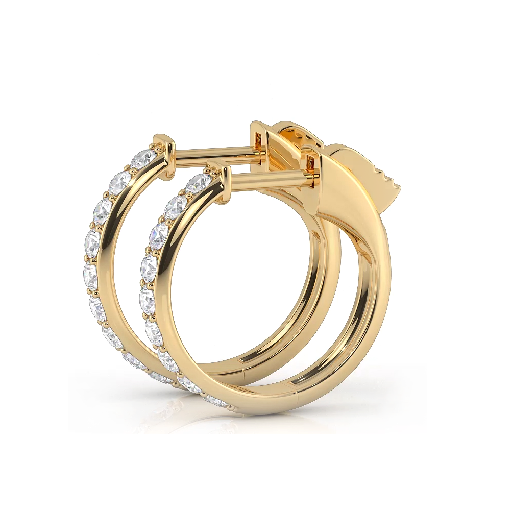 0.50 ctw. Round Brilliant Cut Huggie Hoop earrings - 14K Yellow Gold - H-I Color I1-I2 Clarity