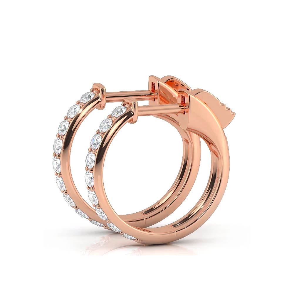0.50 ctw. Round Brilliant Cut Huggie Hoop earrings - 14K Rose Gold - E-F Color VS1-VS2 Clarity