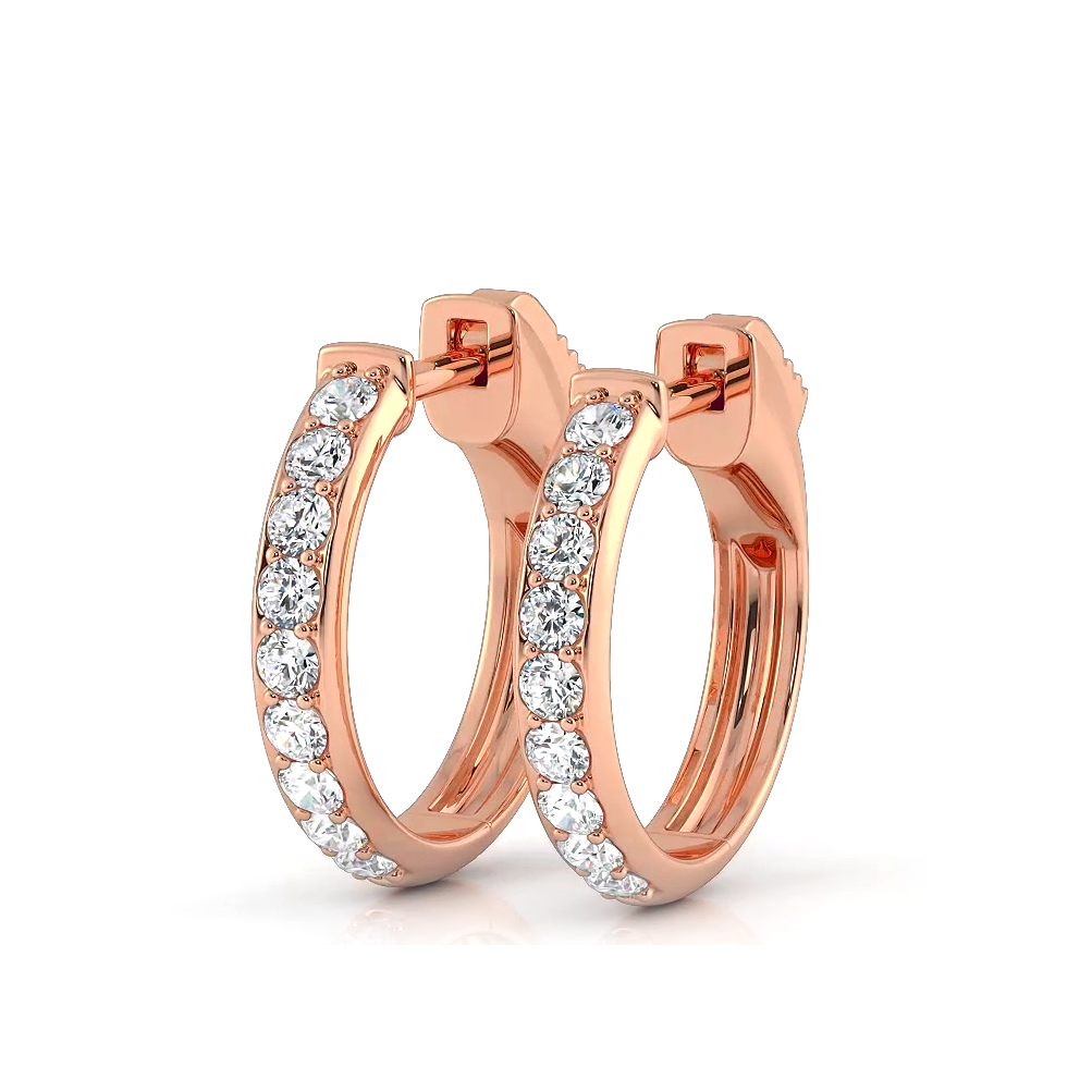 0.50 ctw. Round Brilliant Cut Huggie Hoop earrings - 14K Yellow Gold - F-G Color VS1-VS2 Clarity