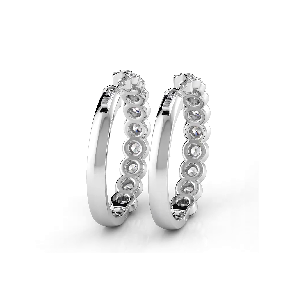 3.50 ctw. Halo Round Diamond Hoop Earrings - 14K White Gold - F-G Color VS1-VS2 Clarity