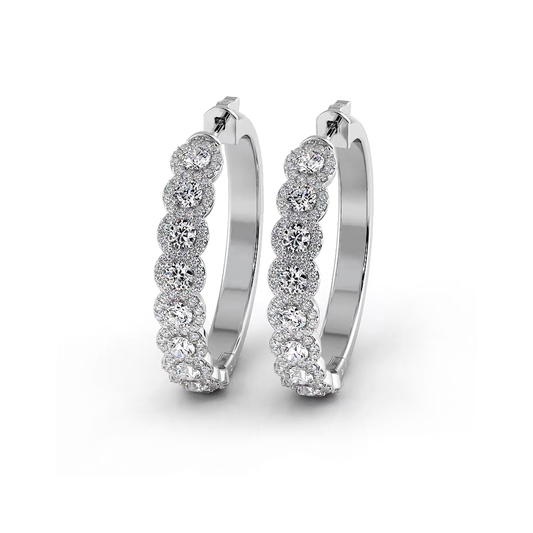 3.50 ctw. Halo Round Diamond Hoop Earrings