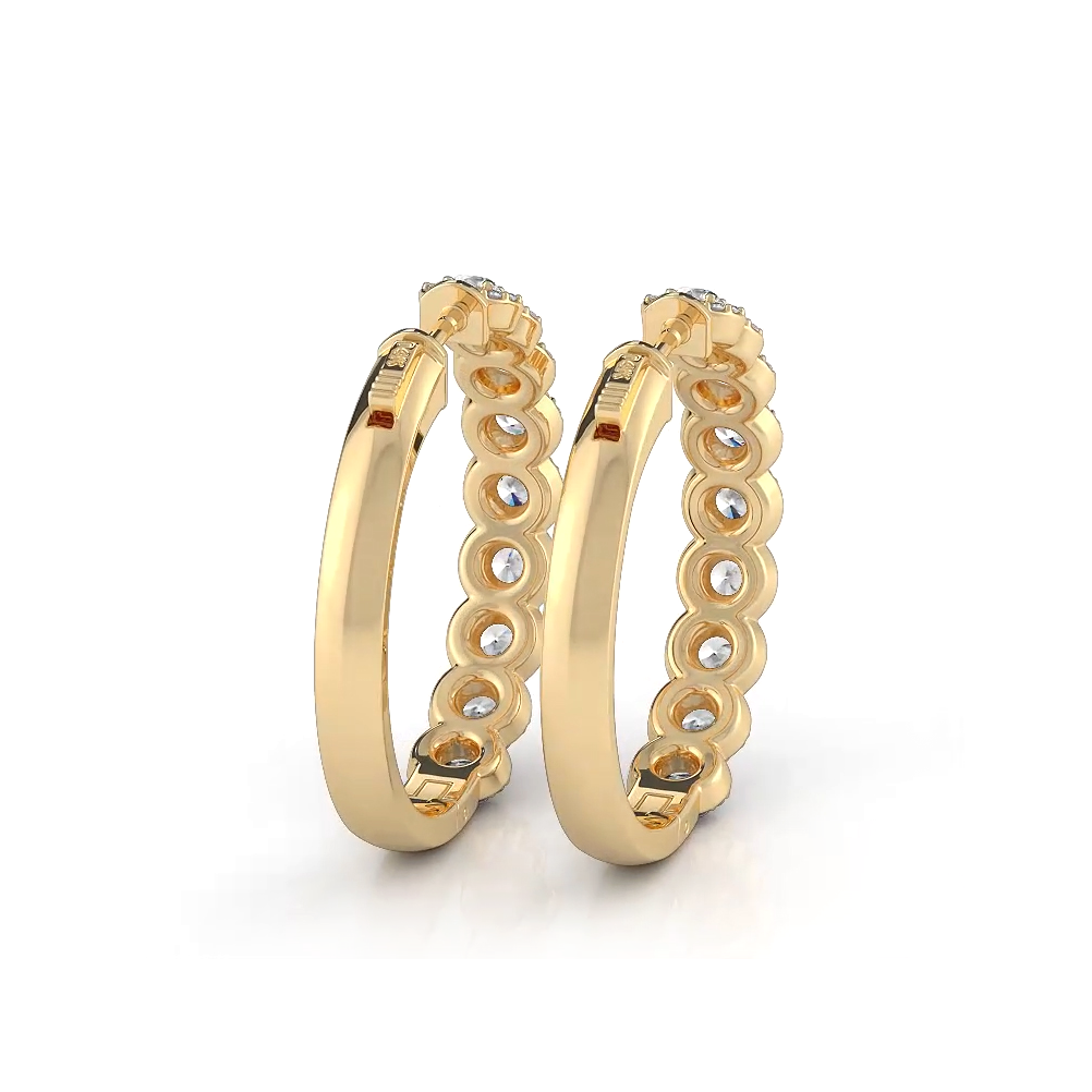 3.50 ctw. Halo Round Diamond Hoop Earrings - 14K Yellow Gold - G-H Color SI1-SI2 Clarity