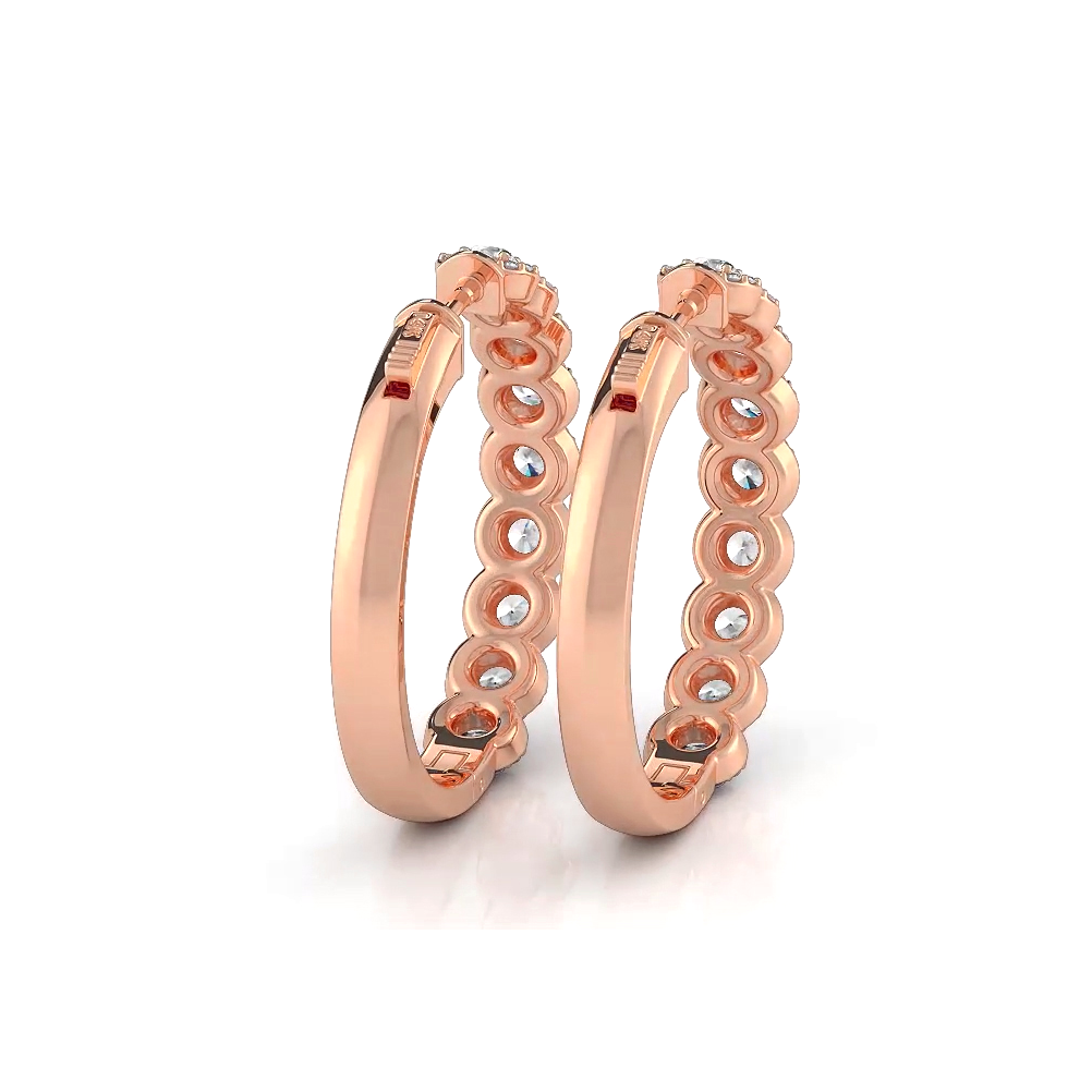 3.50 ctw. Halo Round Diamond Hoop Earrings - 14K Rose Gold - H-I Color I1-I2 Clarity