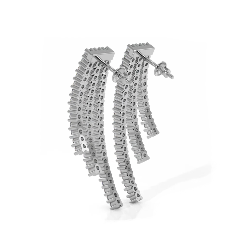 2.0 ctw. Triple Strand Diamond Drop Earrings - 14K White Gold - G-H Color SI1-SI2 Clarity