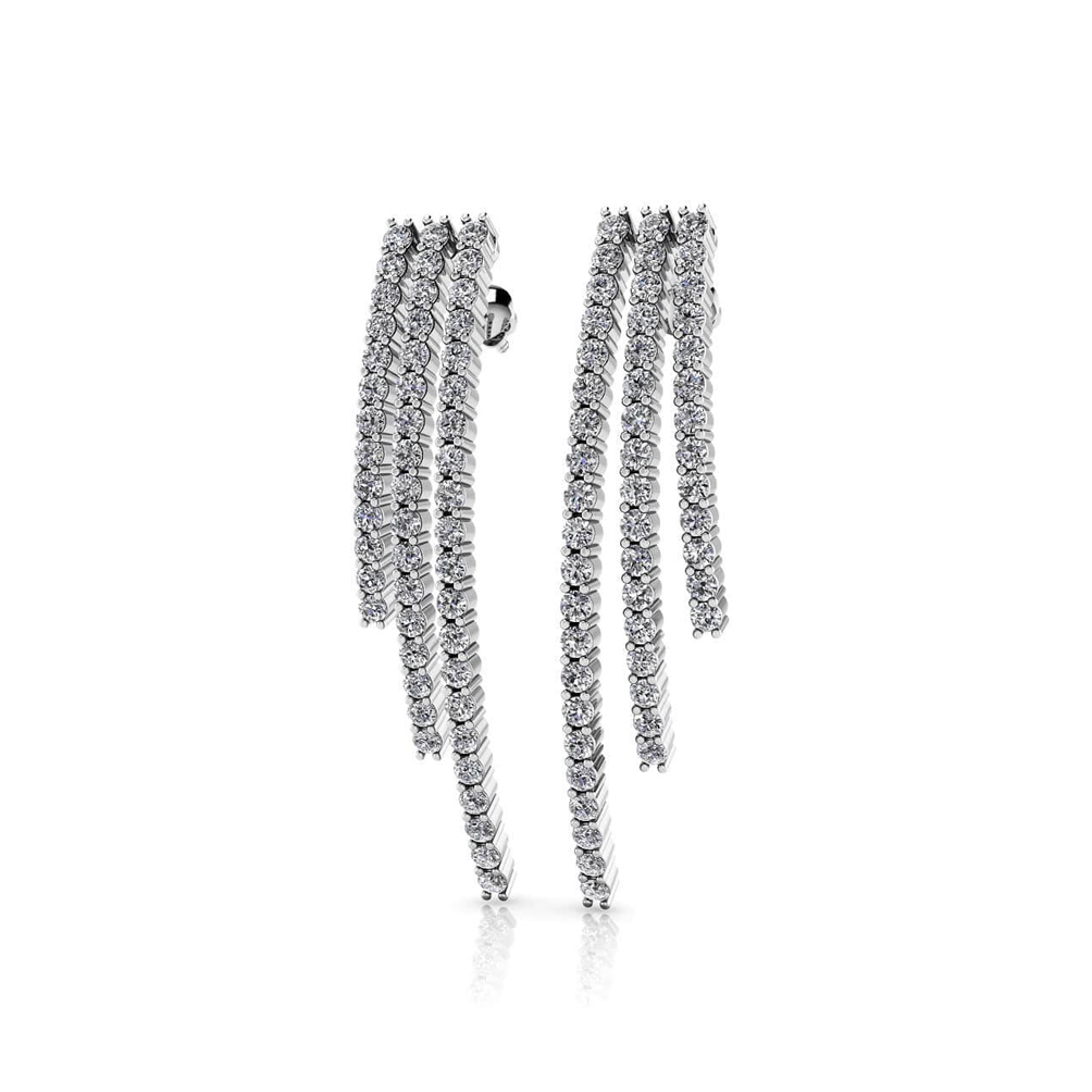 2.0 ctw. Triple Strand Diamond Drop Earrings - 14K White Gold - H-I Color I1-I2 Clarity