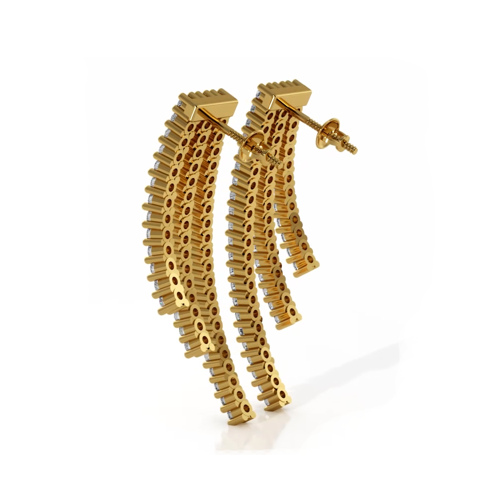 2.0 ctw. Triple Strand Diamond Drop Earrings - 14K Yellow Gold - G-H Color SI1-SI2 Clarity