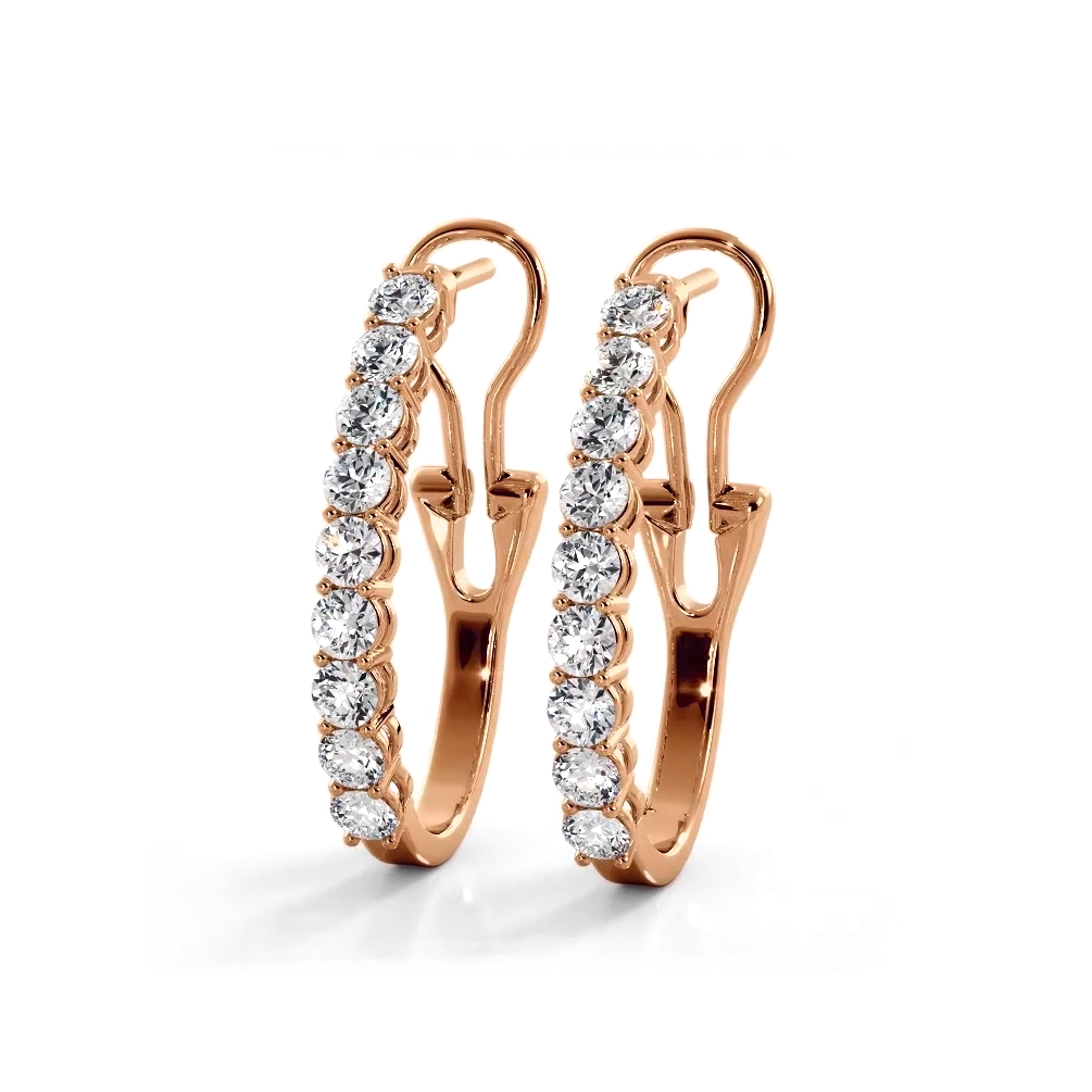 1.0 ct. Round Diamond Hoop Earrings With Omega Backing - 14K Yellow Gold - F-G Color VS1-VS2 Clarity