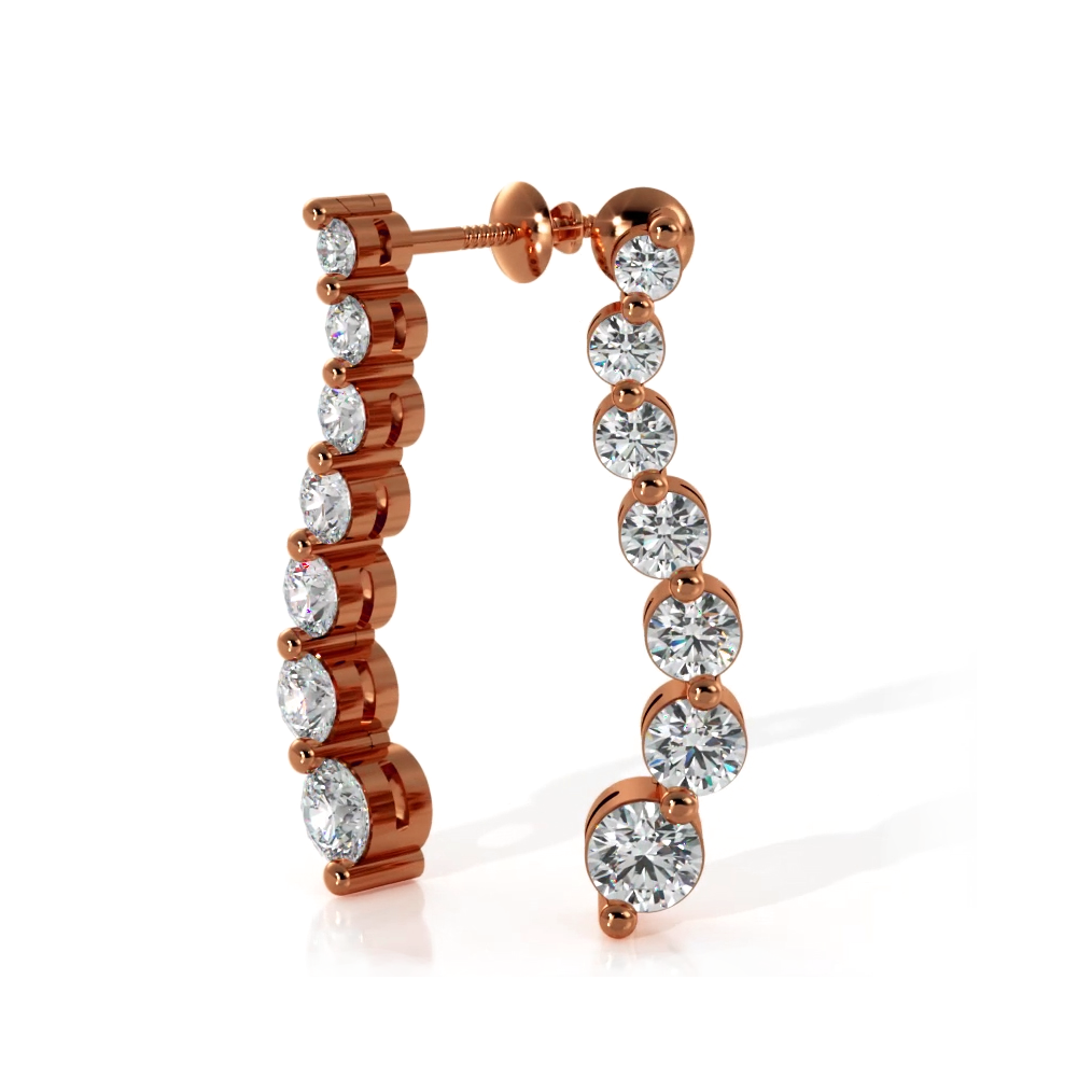1.00 ctw. Round Diamond Journey Earrings - 14K Yellow Gold - H-I Color I1-I2 Clarity