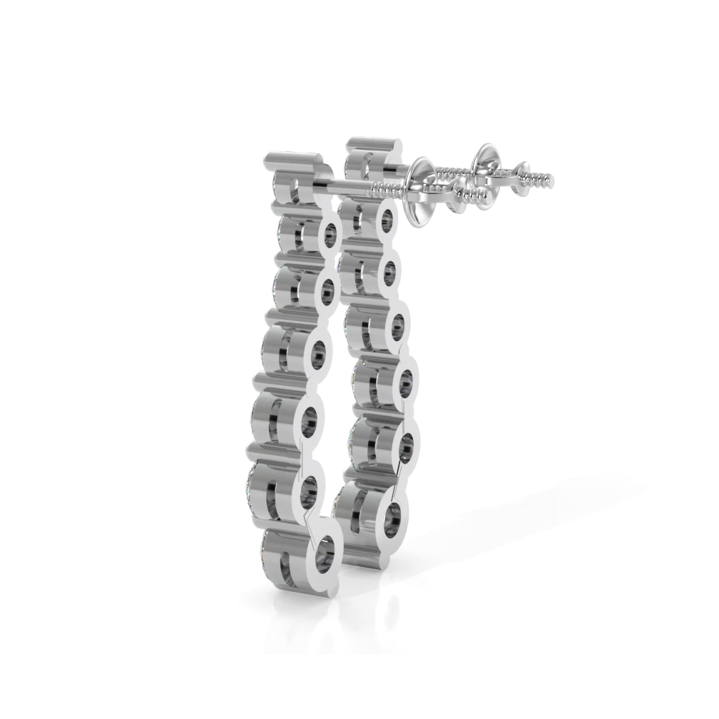 1.00 ctw. Round Diamond Journey Earrings - 14K White Gold - H-I Color I1-I2 Clarity
