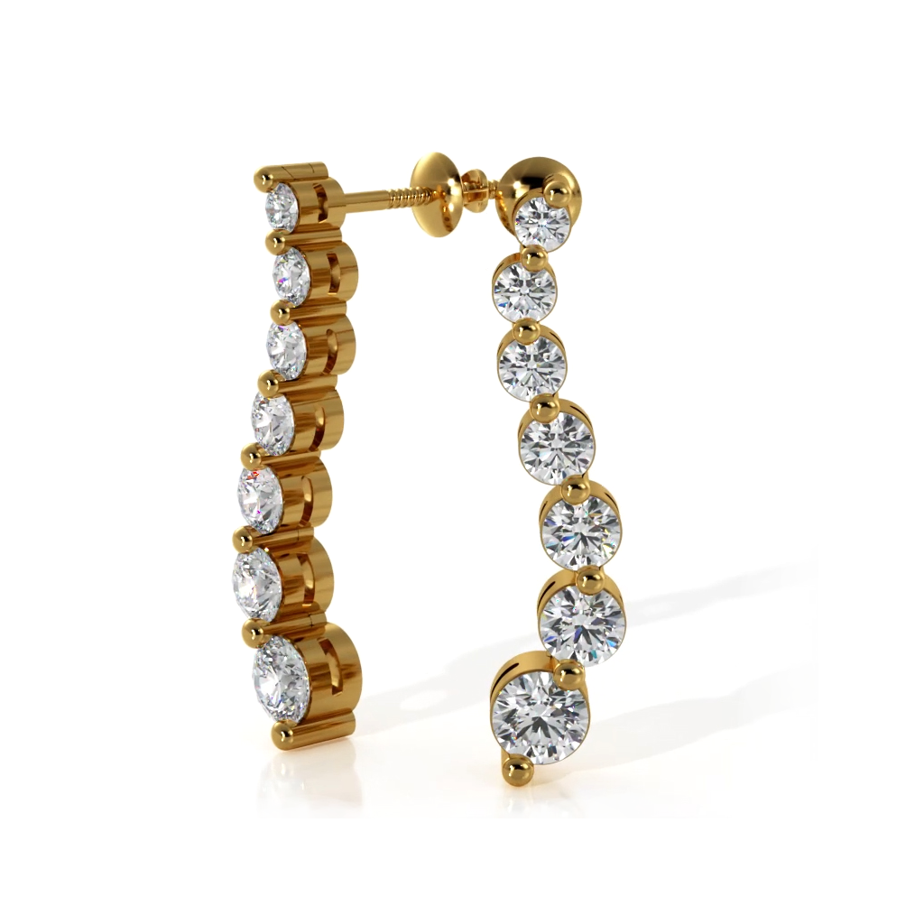 1.00 ctw. Round Diamond Journey Earrings - 14K White Gold - F-G Color VS1-VS2 Clarity