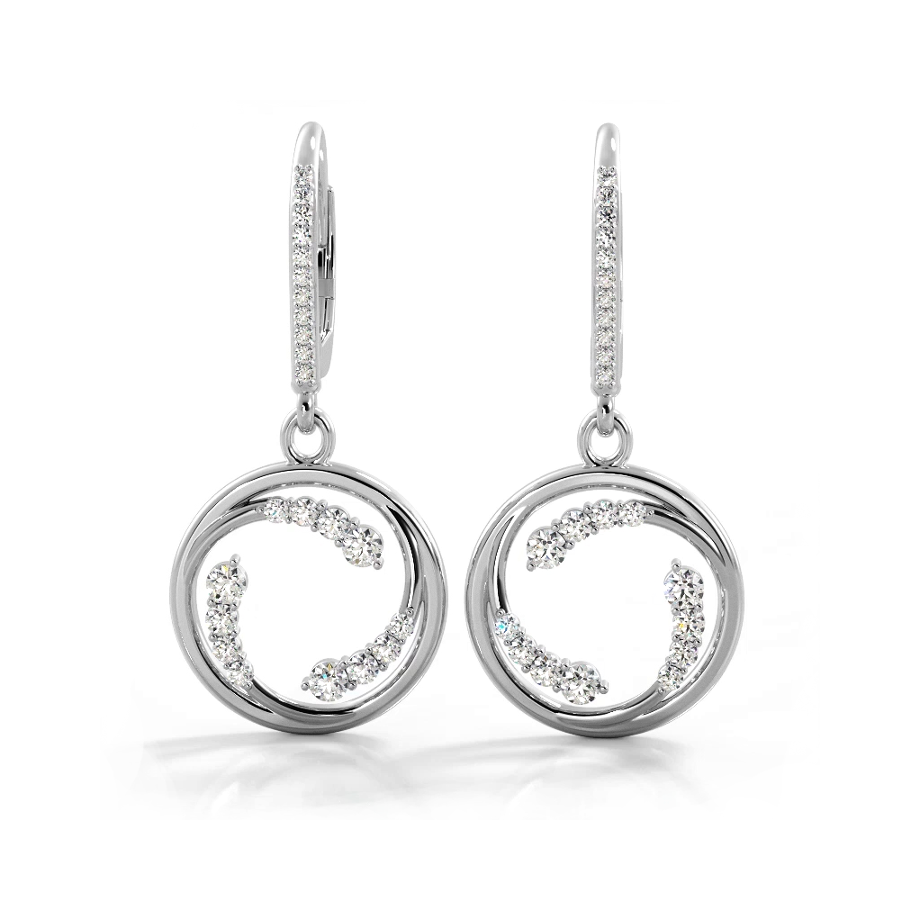 0.60 ctw. Round Diamond Circle Dangle Hoop Earrings