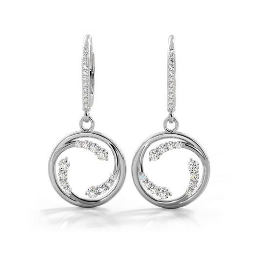 0.60 ctw. Round Diamond Circle Dangle Hoop Earrings