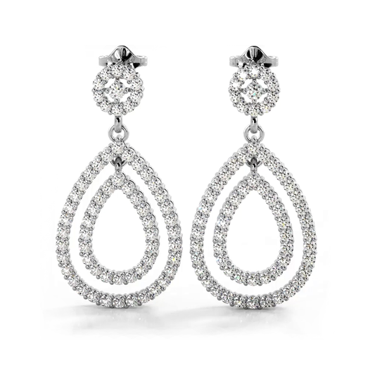 1.0 ctw. Diamond Double Teardrop Dangle Earrings