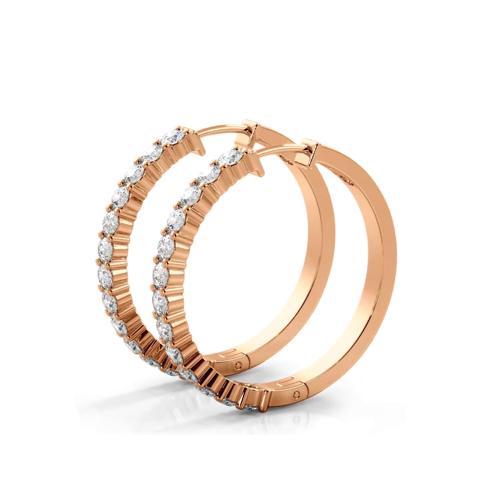1.0 ct. Classic Round Diamond Hoop Earrings - 14K Rose Gold - E-F Color VS1-VS2 Clarity