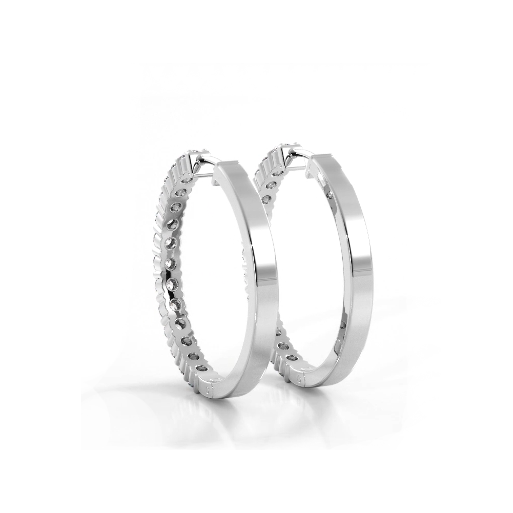 1.0 ct. Classic Round Diamond Hoop Earrings - 14K White Gold - G-H Color SI1-SI2 Clarity