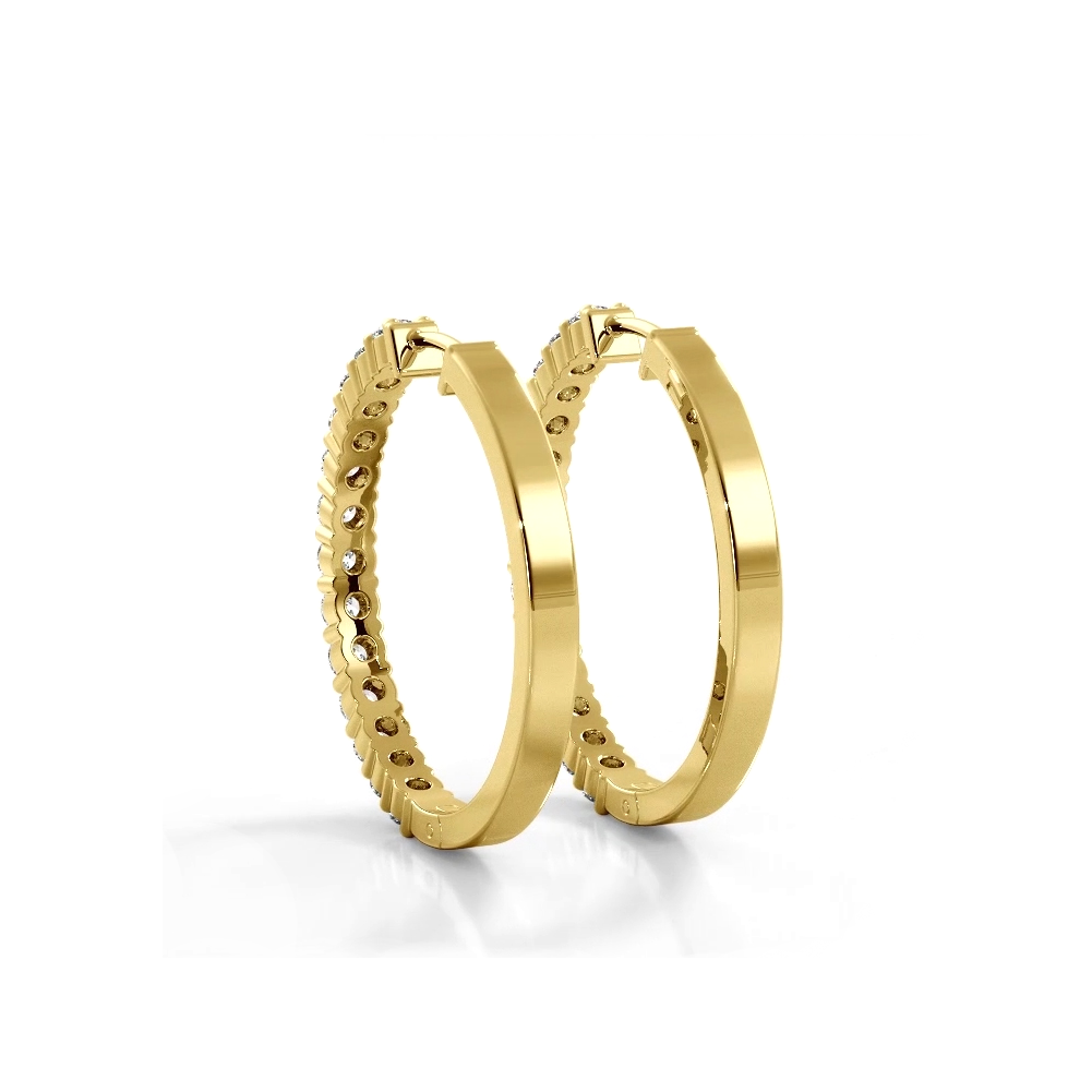 1.0 ct. Classic Round Diamond Hoop Earrings - 14K Yellow Gold - G-H Color SI1-SI2 Clarity