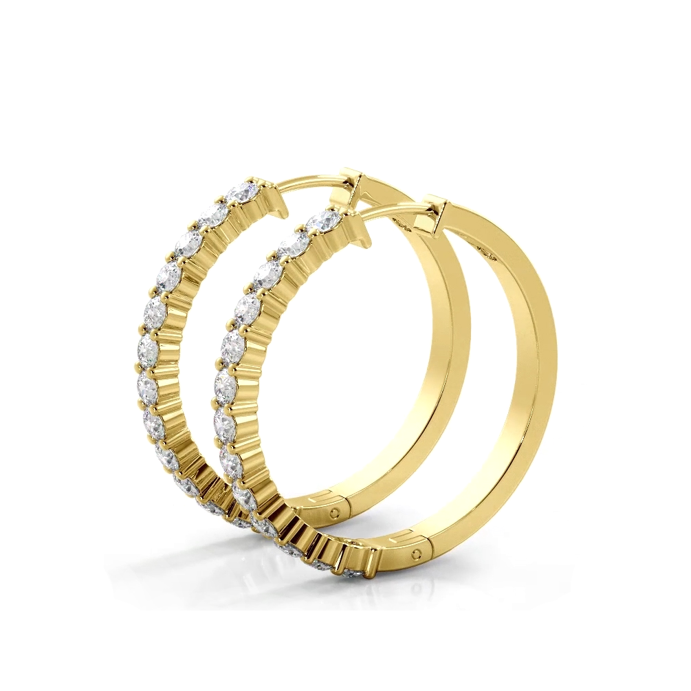 1.0 ct. Classic Round Diamond Hoop Earrings - 14K Yellow Gold - H-I Color I1-I2 Clarity