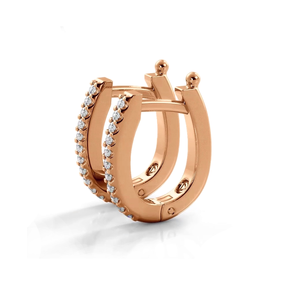 0.75 ctw. Classic Round Diamond Oval Hoop Earrings - 14K Rose Gold - E-F Color VS1-VS2 Clarity