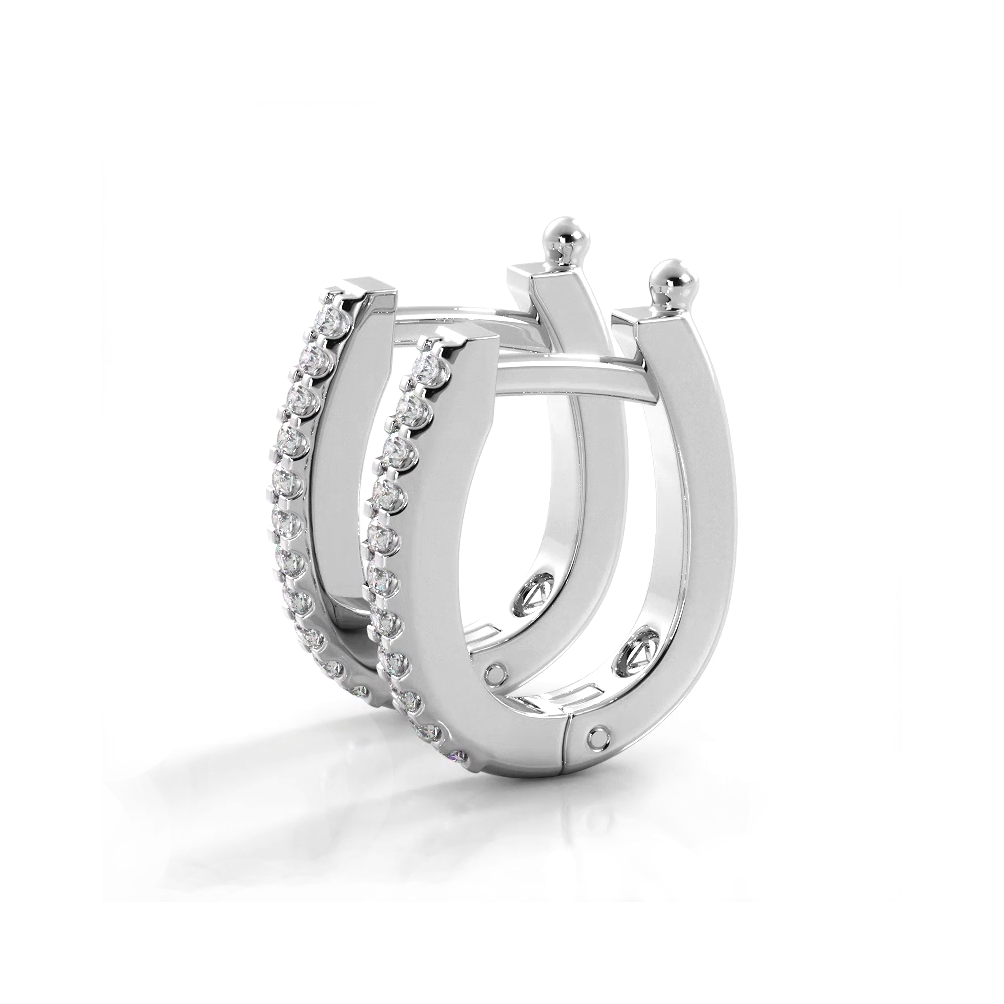 0.75 ctw. Classic Round Diamond Oval Hoop Earrings - 14K White Gold - H-I Color I1-I2 Clarity