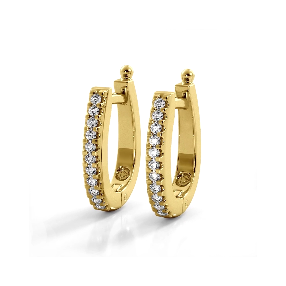 0.75 ctw. Classic Round Diamond Oval Hoop Earrings - 14K Yellow Gold - E-F Color VS1-VS2 Clarity