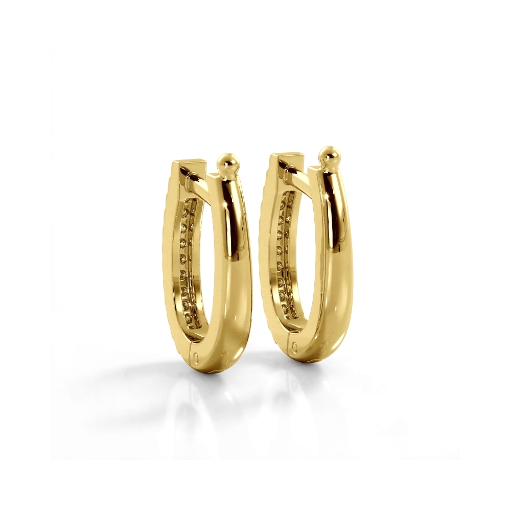 0.75 ctw. Classic Round Diamond Oval Hoop Earrings - 14K Yellow Gold - G-H Color SI1-SI2 Clarity