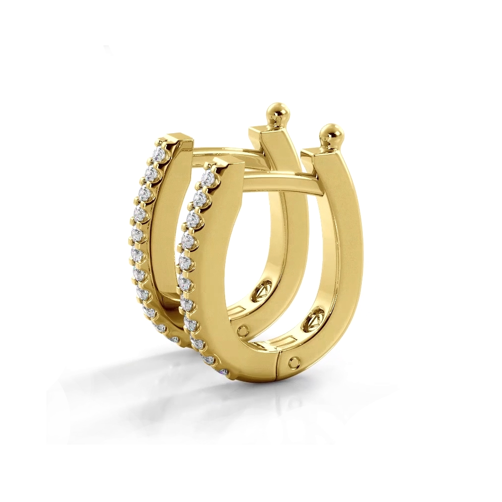 0.75 ctw. Classic Round Diamond Oval Hoop Earrings - 14K Yellow Gold - H-I Color I1-I2 Clarity