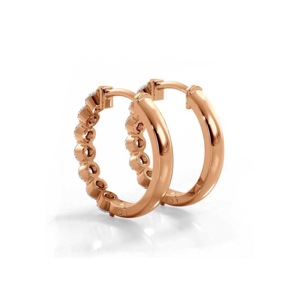 1.0 ctw. Floating Round Diamond Hoop Earrings - 14K Rose Gold - H-I Color I1-I2 Clarity