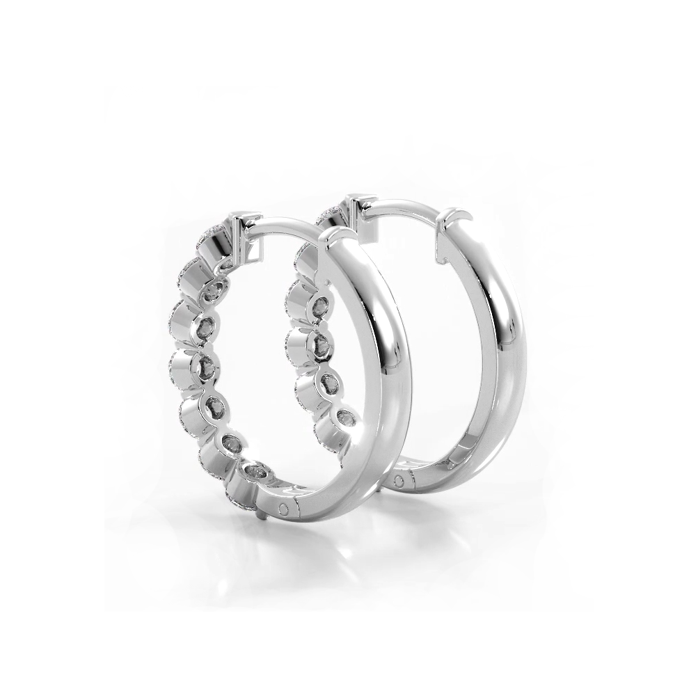 1.0 ctw. Floating Round Diamond Hoop Earrings - 14K White Gold - G-H Color SI1-SI2 Clarity