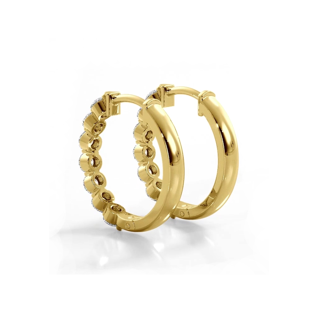 1.0 ctw. Floating Round Diamond Hoop Earrings - 14K Yellow Gold - G-H Color SI1-SI2 Clarity