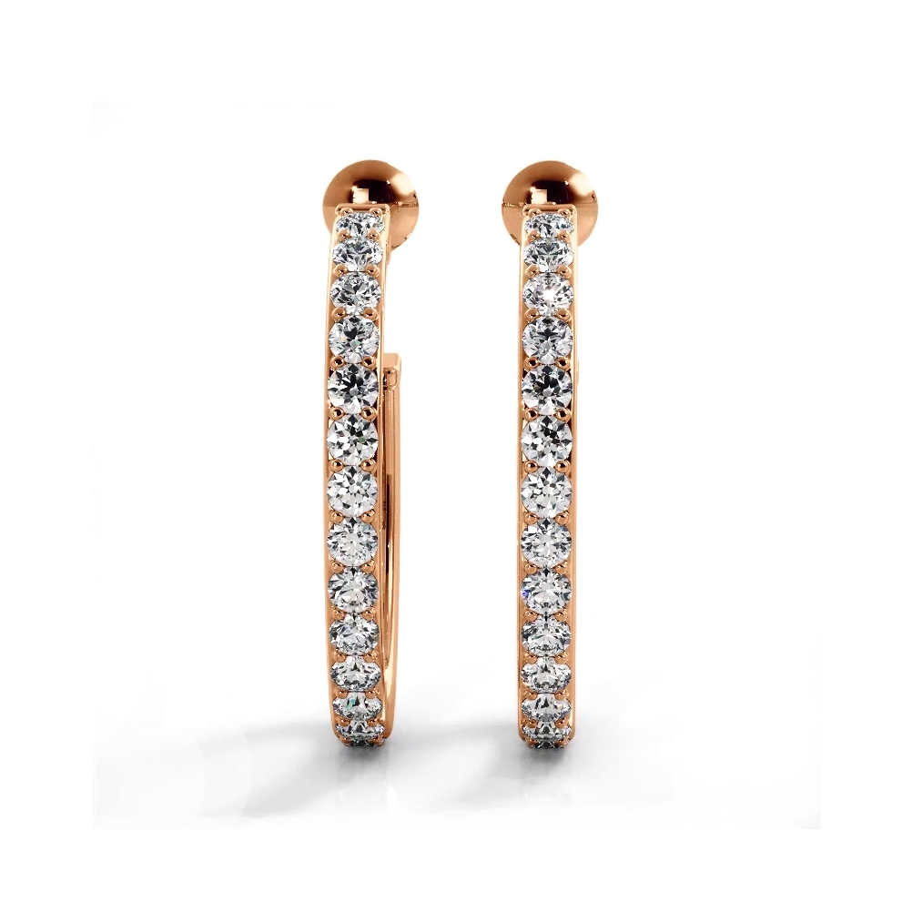 1.0 ctw. Round Diamond Hoop Earrings Open Back Style - 14K Yellow Gold - F-G Color VS1-VS2 Clarity