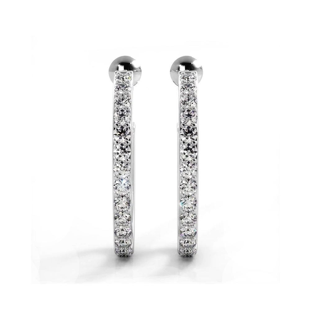 1.0 ctw. Round Diamond Hoop Earrings Open Back Style - 14K Yellow Gold - E-F Color VS1-VS2 Clarity