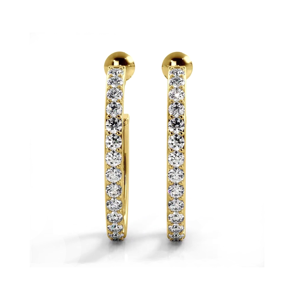 1.0 ctw. Round Diamond Hoop Earrings Open Back Style - 14K White Gold - F-G Color VS1-VS2 Clarity