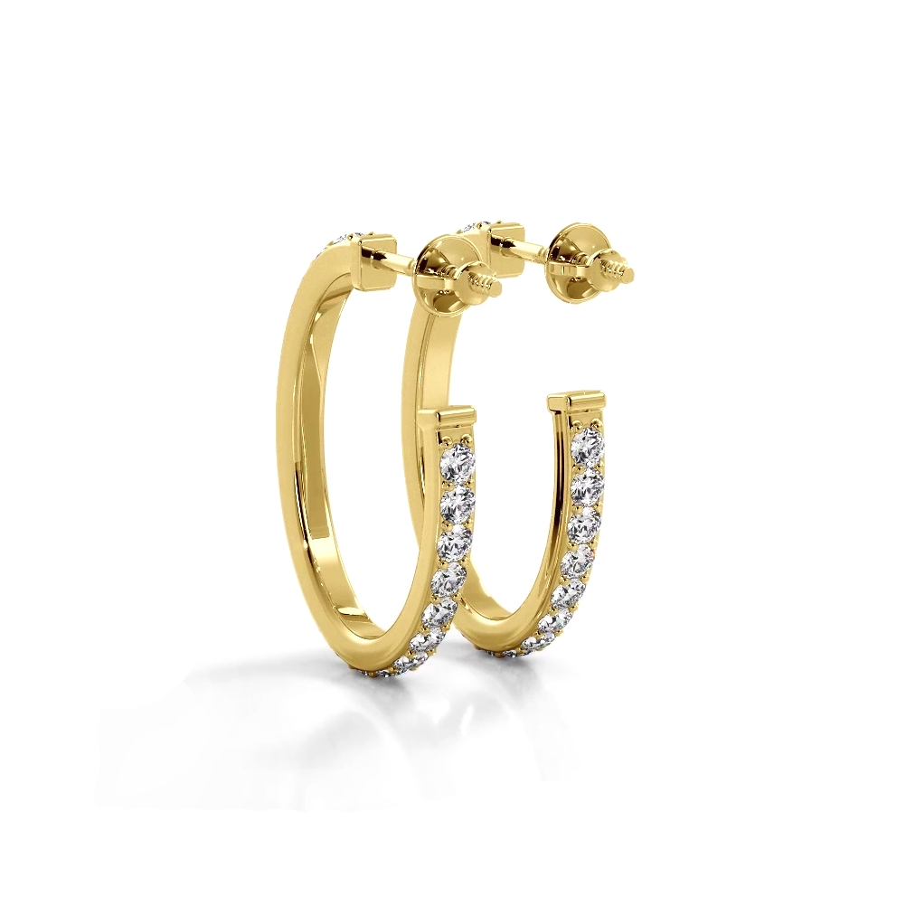 1.0 ctw. Round Diamond Hoop Earrings Open Back Style - 14K Yellow Gold - G-H Color SI1-SI2 Clarity